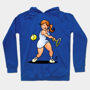 Tennis girl hitting a backhand Hoodie